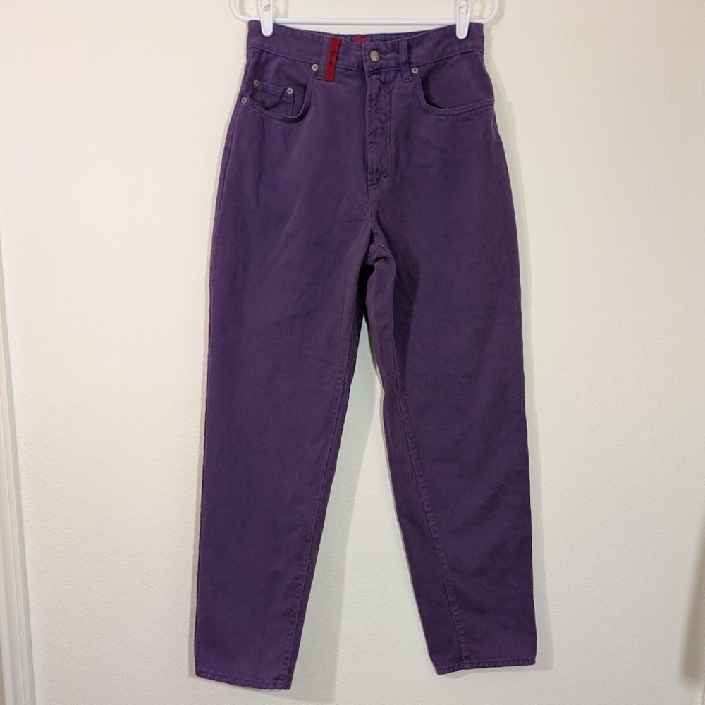 Vintage 90s High Waist Purple Mom Jeans Tapered Leg Size 32 Italy Otto Kern